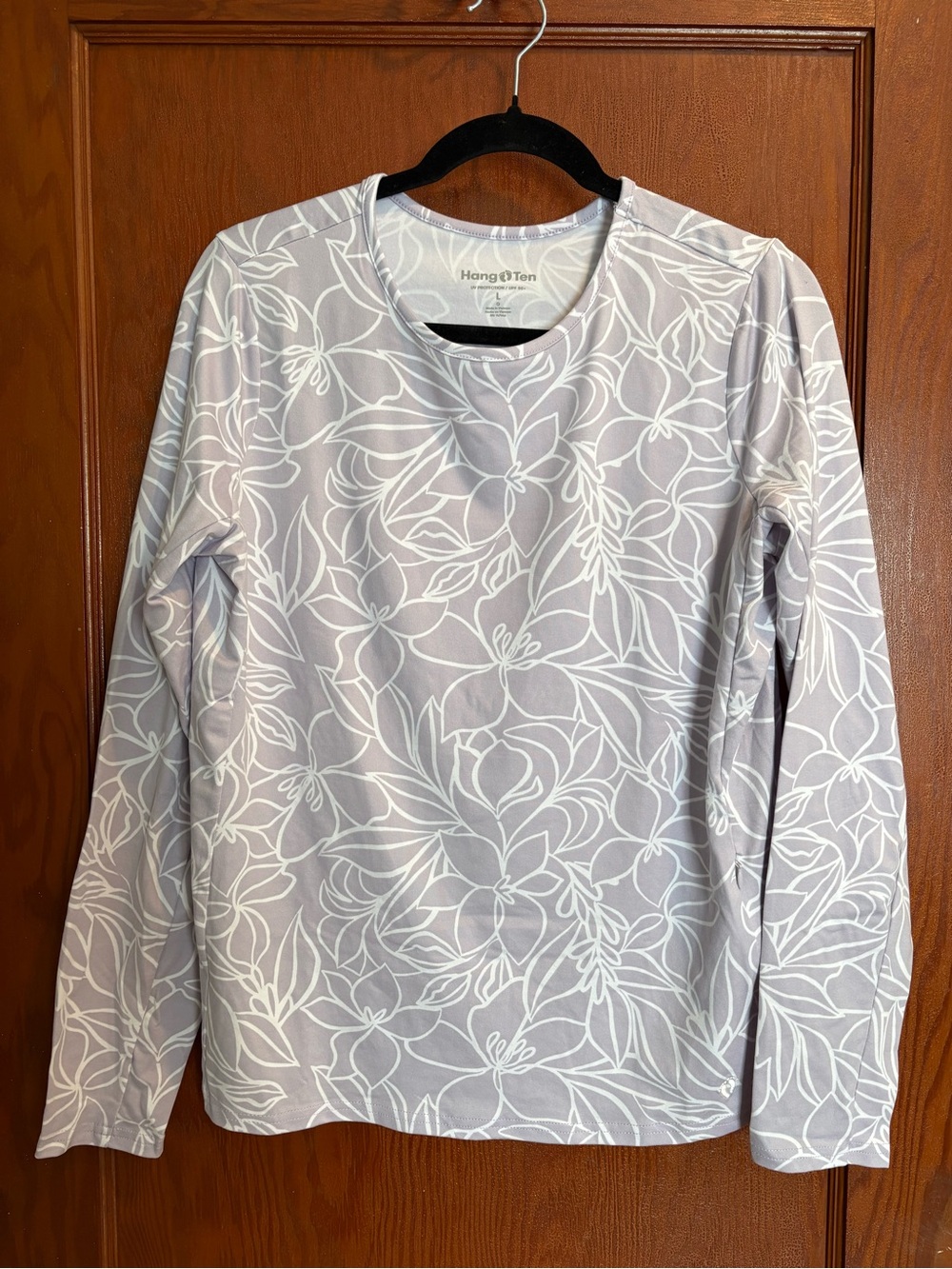 Hang Ten Floral Print Long Sleeve Tee - Lilac and White
